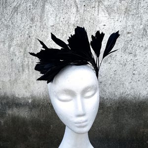 Goose Feather Wired Millinery Hat Mount black