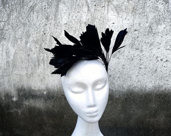 Goose Feather Wired Millinery Hat Mount black