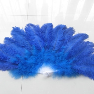16x32inch Large  Feather Fan Burlesque Dance feather fan Bridal Bouquet Royal Blue