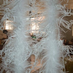 Atacado 10 jardas encaracolado pena de avestruz boa traje burlesco cor branca 5 peças