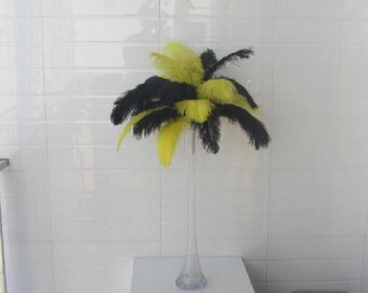 Discount 50 Yellow & 50 Black Ostrich Feather  for Wedding centerpieces