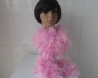 Two Yards Turkey feather Chandelle Boa Flapper Burlesque Costume Pink Color