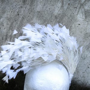 Goose Feather Wired Millinery Hat Mount white
