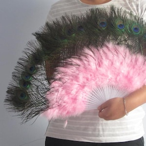 Leque de penas grande pavão rosa de 14*24 polegadas, leque de penas para dança burlesca, buquê de noiva