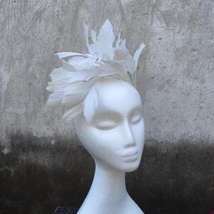 Goose Feather Wired Millinery Hat Mount White