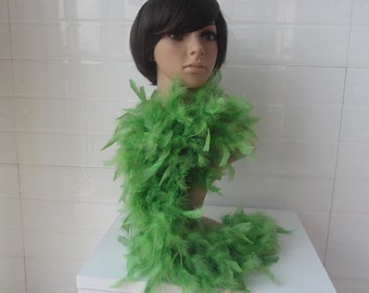 Two Yards Turkey feather Chandelle Boa Flapper Burlesque Costume Green Color