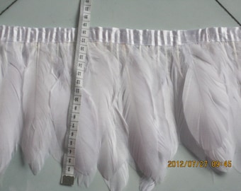 2m weiße Gänsefeder-Besatz-Franse