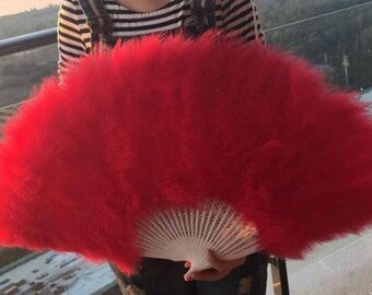 30*50cm red Feather Fan Burlesque Dance feather fan Bridal Bouquet