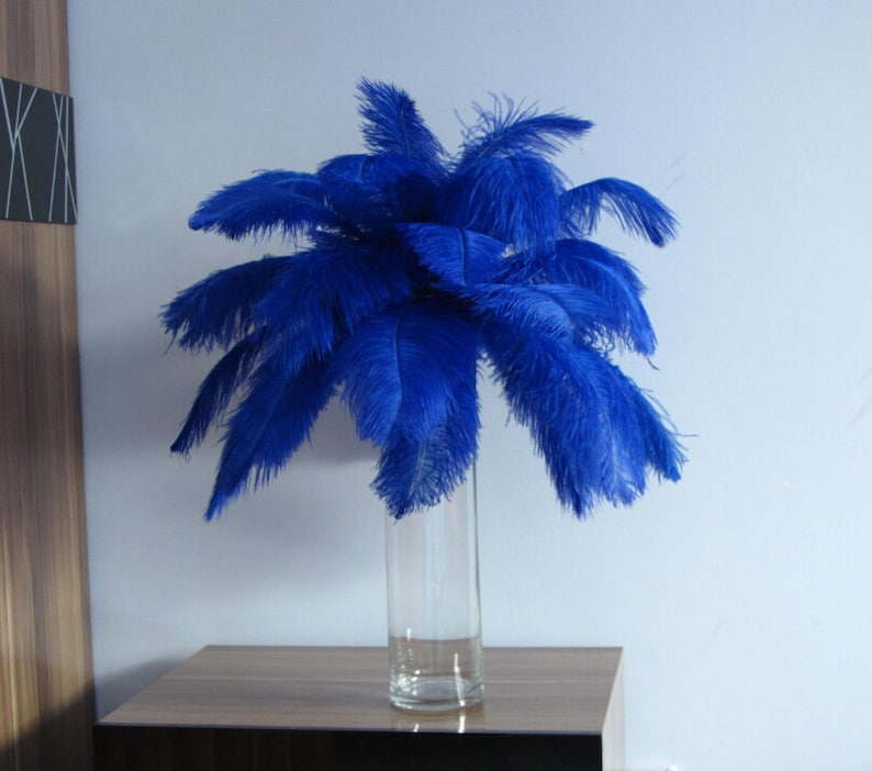 royal blue feather centerpieces