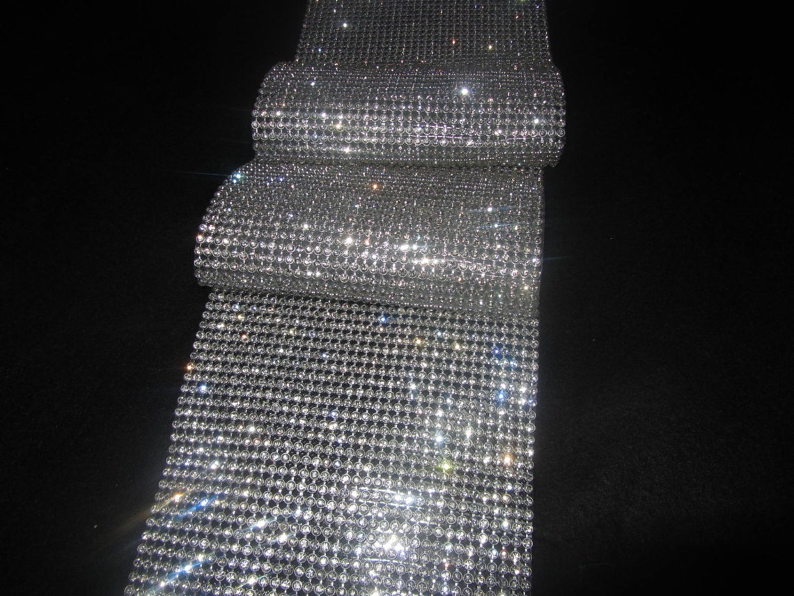 Diamond Table Runner With Real Rhinestone Crystal Wedding Etsy