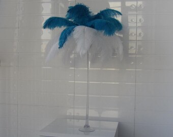 Discount item 50 Turquoise & 50 White Color Ostrich Feather Plume for Wedding centerpieces