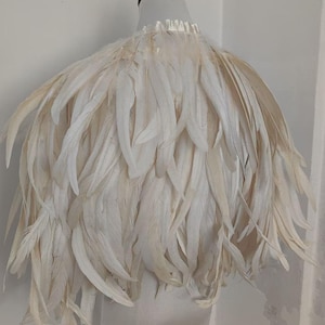 Ivory feathers SHAWL Shrug Shoulders Feathers cape Halloween costume ,vintage capelet for Adult 20inch Long
