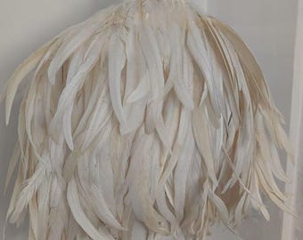 Ivory Feather Capelet Shawl, Large Feather Shrug Shoulder Cape, 20" Feather Collar for Halloween Costume, Photo Shoot Props, Festival Outfit