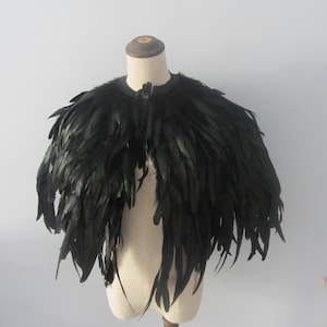 Black feathers SHAWL Shrug Shoulders Feathers cape Halloween costume ,vintage capelet for Adult