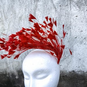 Goose Feather Wired Millinery Hat Mount red