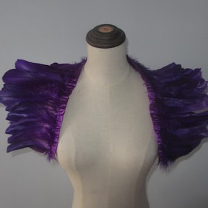 Purple feathers SHAWL Shrug Shoulders Feathers cape Halloween costume ,vintage capelet for Adult