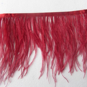 10Yards Burgundy Ostrich  Feather Trimming Fringe