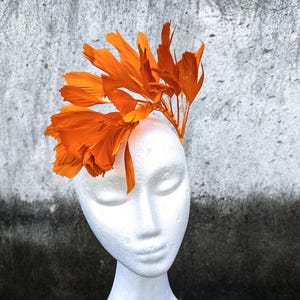 Goose Feather Wired Millinery Hat Mount Orange