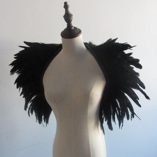 Black Feathers SHAWL Shrug Shoulders Feathers Cape Halloween - Etsy