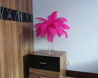 100pcs Hot Pink Ostrich Feather Plume for Wedding centerpieces