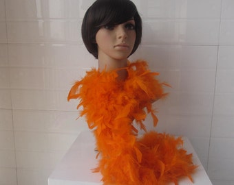 Two Yards Turkey feather Chandelle Boa Flapper Burlesque Costume Orange Color