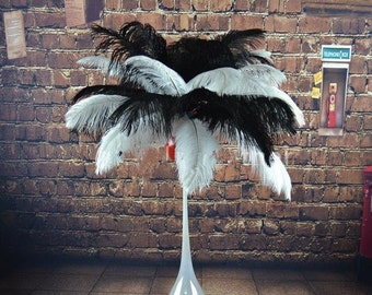 100pcs Black & White Ostrich Feather Plume for Wedding centerpieces