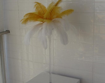 Discount item 50  Orange & 50 White Color Ostrich Feather Plume for Wedding centerpieces