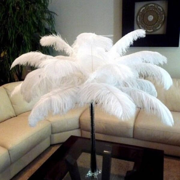 RUSH SHIPPING 100 white ostrich feathers,wedding table centerpiece,wedding table decoration,ostrich feather centerpiece