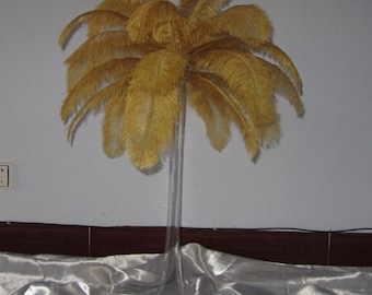 100pcs Gold Ostrich Feather Plume for Wedding centerpieces