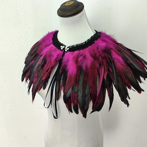 Hot Pink feathers SHAWL Shrug Shoulders Feathers cape Halloween costume ,vintage capelet for Adult