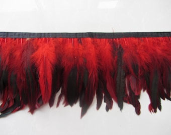 2Yards 6inch Wide coque Feather Trimming Fringe red