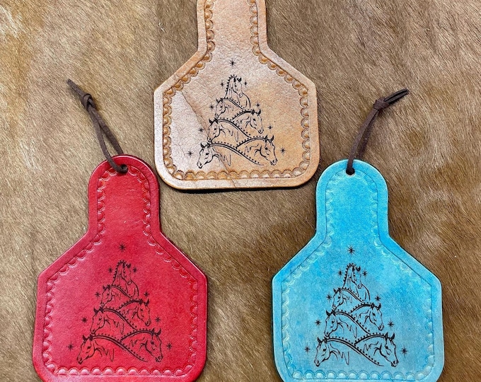 Handcrafted Leather Ear Tag Christmas ornament