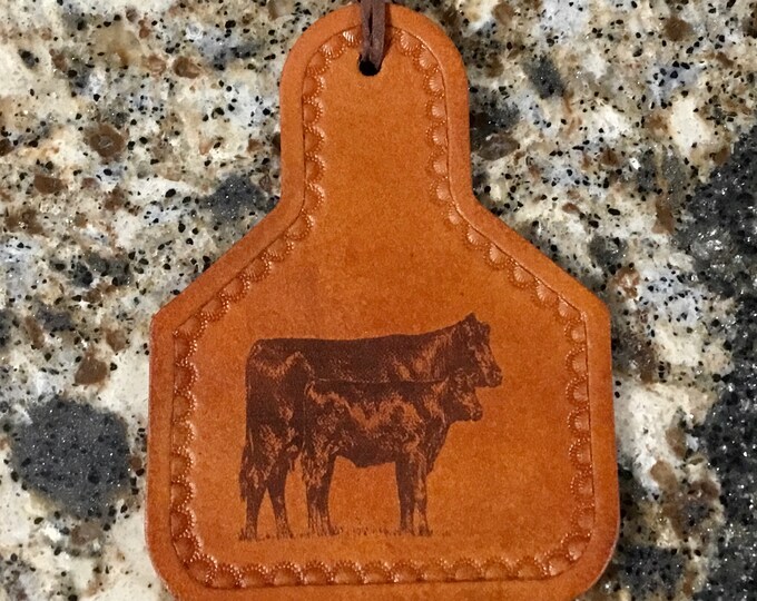 Handcrafted Laser Engraved Cow Calf Pair Christmas Ornament Mirror Hanager