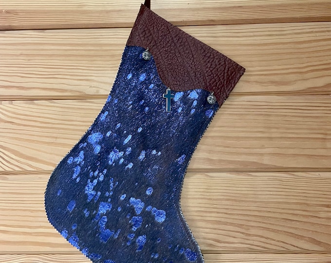 Handcrafted Cowhide and Leather Christmas Stocking