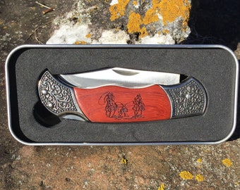 Laser Engraved Team Roper Rosewood Pocket Knife