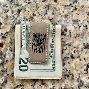 Laser Engraved American Flag, Buck, Duck and Fish Magnetic Money Clip