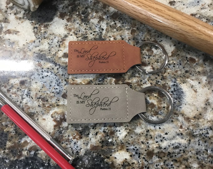 Leather Keychain Laser Engraved with Psalm 23