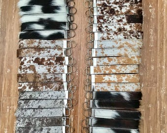 Handcrafted Unique Colored Cowhide Keychain Wristlets