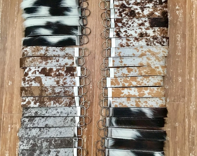 Handcrafted Unique Colored Cowhide Keychain Wristlets