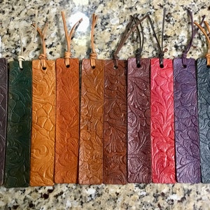 Handcrafted Floral Embossed Leather Bookmark