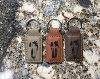 Laser Engraved American Flag and Cross Keychain