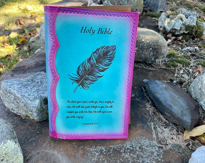 Handcrafted Laser Engraved All Leather Bible Cover