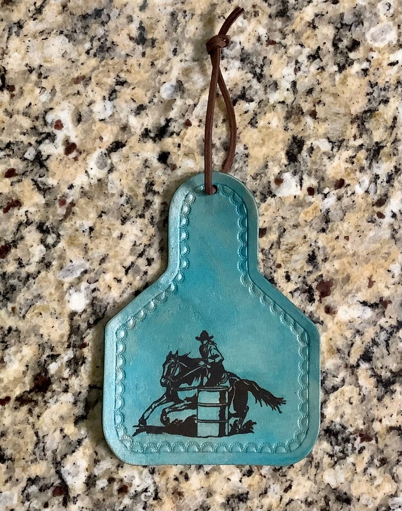 Handcrafted Laser Engraved Barrel Racer Ear Tag Ornament/mirror Hanger ...