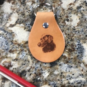 Laser Engraved Chocolate Lab Leather Keychain