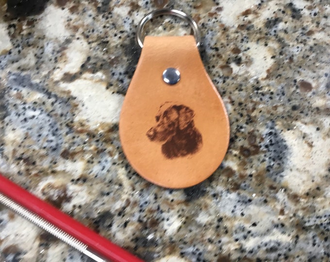 Laser Engraved Chocolate Lab Leather Keychain