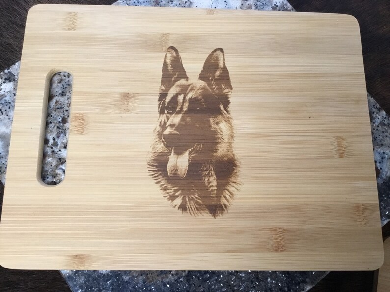 Laser Engraved German Shepherd Bamboo Cutting Board Etsy