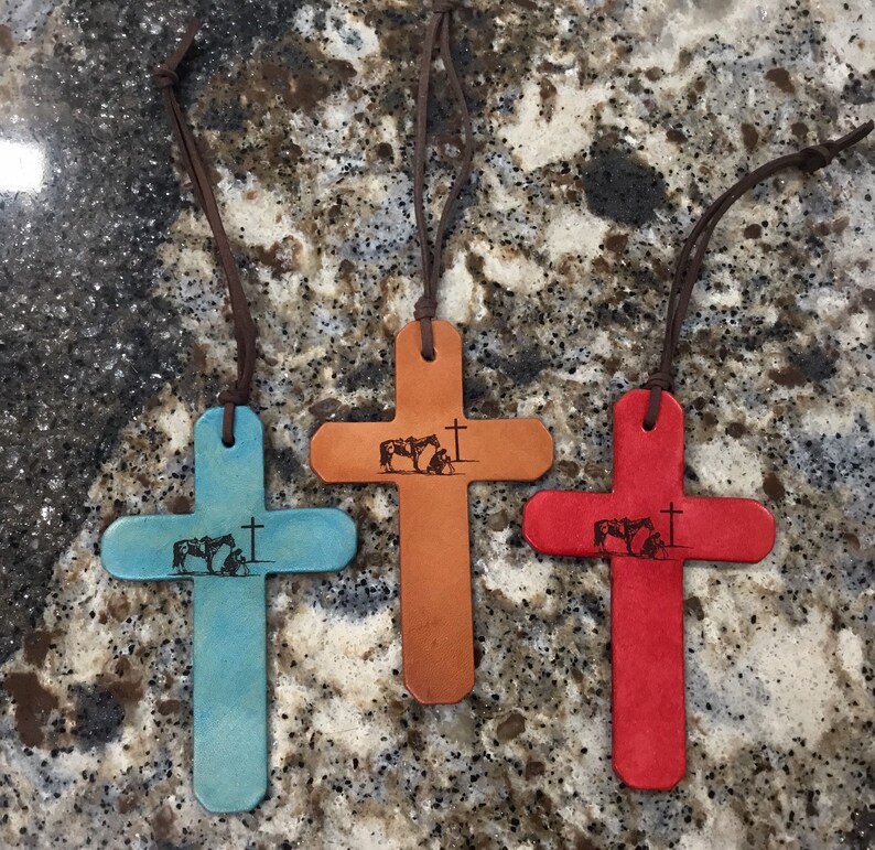 Laser Engraved Praying Cowboy Saddle Cross/Mirror Hanger Etsy