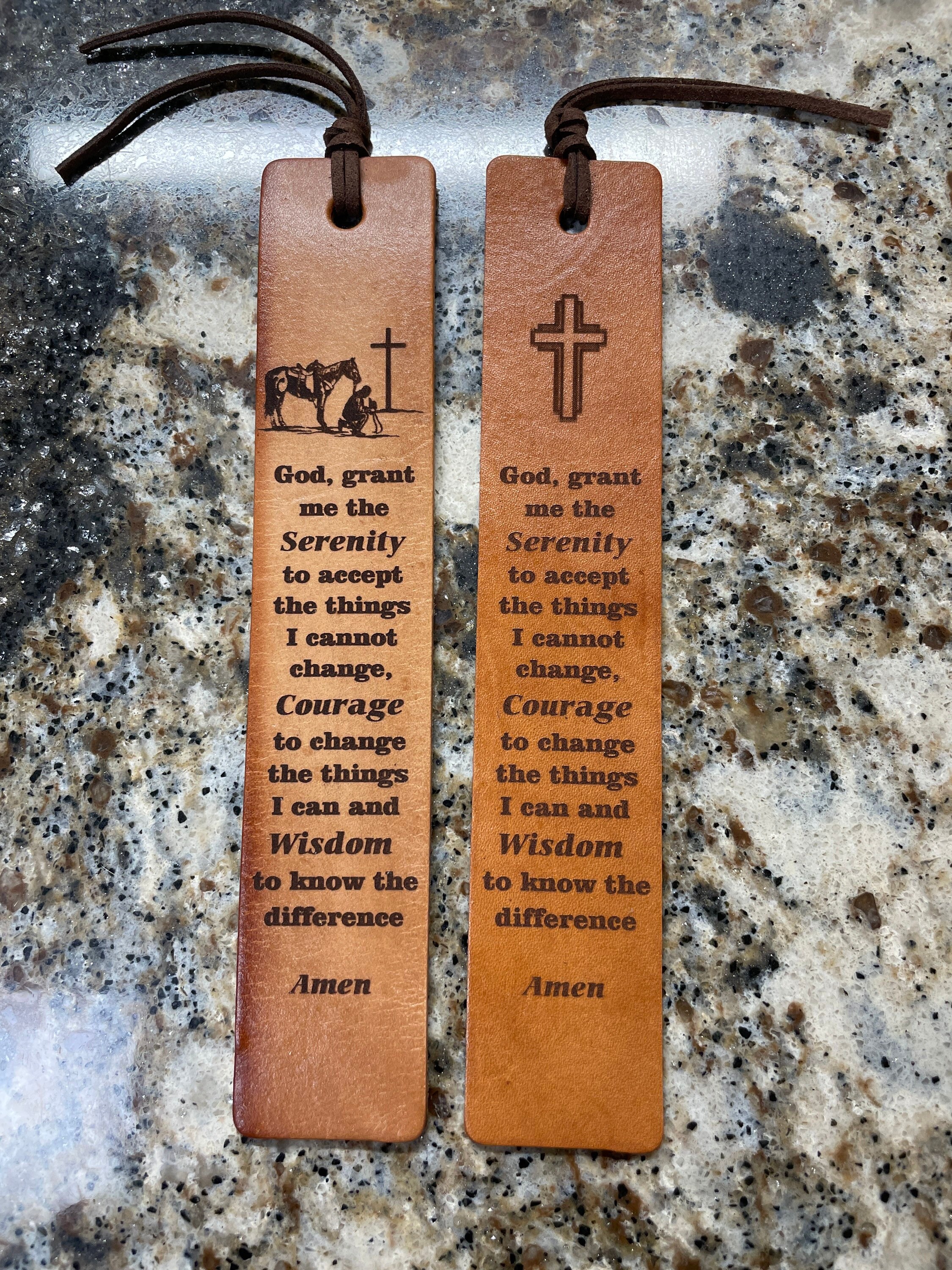 Laser Engraved Serenity Prayer Leather Bookmark