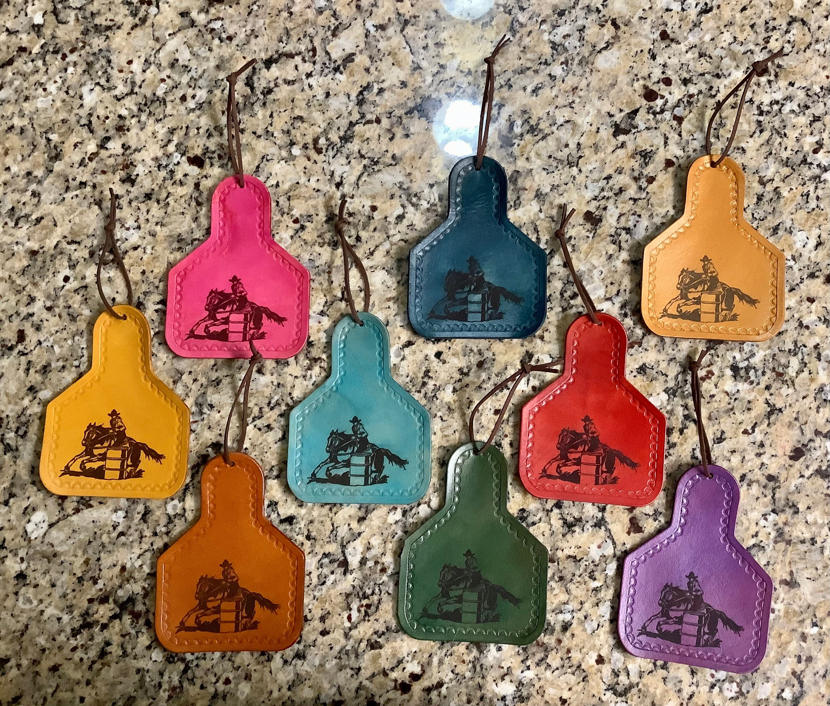 Handcrafted Laser Engraved Barrel Racer Ear Tag Ornament/mirror Hanger ...