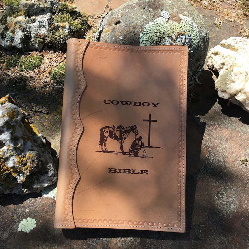 Custom Leather Personal Bible - Roping Cowboys main image 0